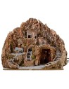 Presepe cm 52x55x48 h con cascata, asino con macina e luci