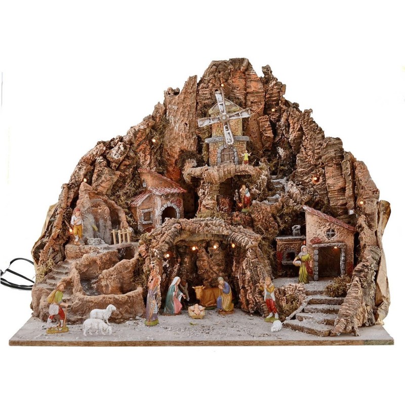 Presepe completo di statue Landi cm 65x45x53 h con fontana