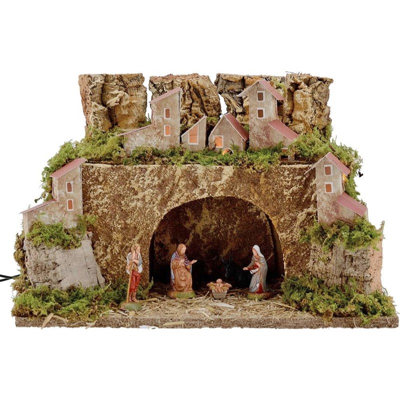 Presepe with Nativity Landi 6 cm and lights cm 32x15x21 h.