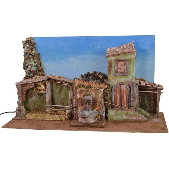 Presepe con cielo e fontana funzionante cm 70x29x37 h Mondo