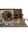 Presepe con statue Landi fuoco e luci cm 40x29x44 h. Mondo