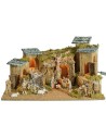 Illuminated nativity scene complete with Landi statues cm