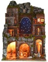 Illuminated nativity scene complete with Landi statues with