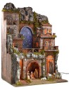 Illuminated nativity scene complete with Landi statues with