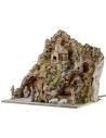 Illuminated nativity scene complete with Landi statues with