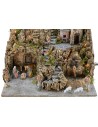 Illuminated nativity scene complete with Landi statues with