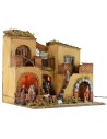 Illuminated nativity scene complete with Landi statues with