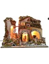 Illuminated nativity scene complete with Landi statues with