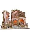 Illuminated nativity scene complete with Landi statues with