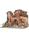 Illuminated nativity scene complete with Landi statues with