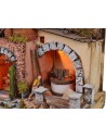 Illuminated nativity scene complete with Landi statues with