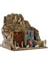 Illuminated nativity scene complete with Landi statues with