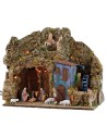 Illuminated nativity scene complete with Landi statues with