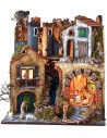 Illuminated nativity scene complete with Landi statues with