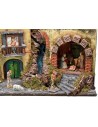 Illuminated nativity scene complete with Landi statues with