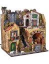 Illuminated nativity scene complete with Landi statues with