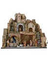 Illuminated nativity scene complete with Landi statues with