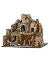 Illuminated nativity scene complete with Landi statues with