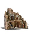 Illuminated nativity scene complete with Landi statues with