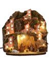 Illuminated nativity scene complete with Landi statues with