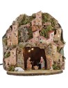 Illuminated nativity scene complete with Landi statues with