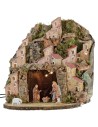 Illuminated nativity scene complete with Landi statues with