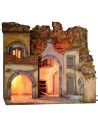 Illuminated nativity scene with functioning fountain cm