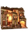 Illuminated nativity scene with functioning fountain cm