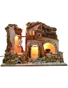 Illuminated nativity scene with working grinder cm 60x40x45 h