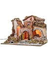 Presepe illuminato con macina funzionante cm 60x40x45 h Mondo