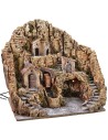 Presepe illuminato con mulino ad acqua e cascata cm 53x45x49 h