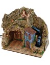 Presepe illuminato con mulino ad acqua funzionante cm 45x30x41