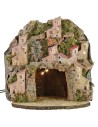 Presepe illuminato con villaggio e grotta cm 20x20x24 h Mondo