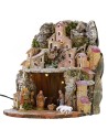 Presepe innevato illuminato completo di statue Landi con