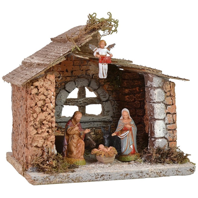 Hut with window cm 15x11x14 h complete with Nativity Landi