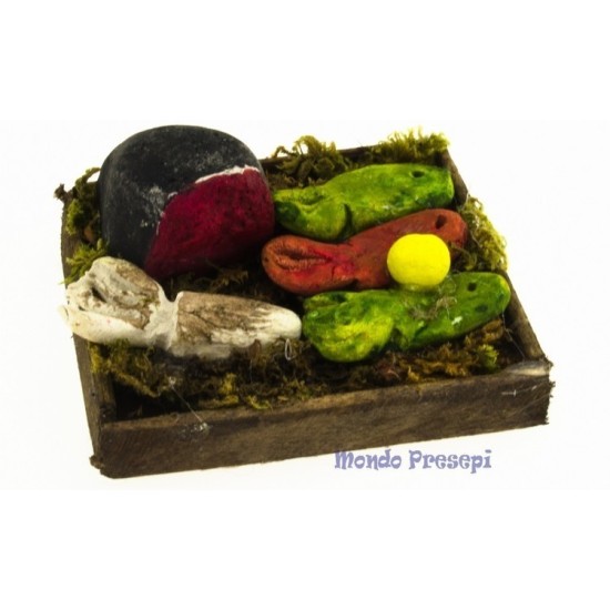 Cassetta pesce misto 5,5x4,5 -miniature presepe Mondo Presepi