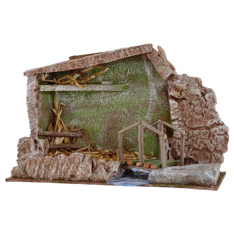 Hut with bridge and stream cm 29x14, 5x19 h for Nativity from