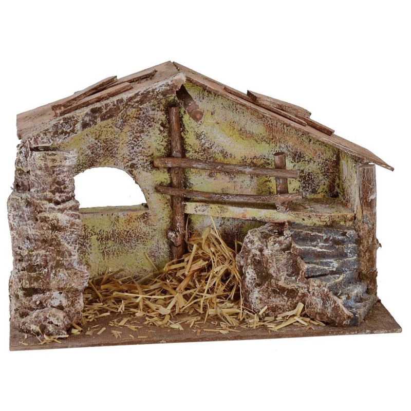 Hut with scaled-up and barn cm 29x14, 5x18, 5 h for Nativity