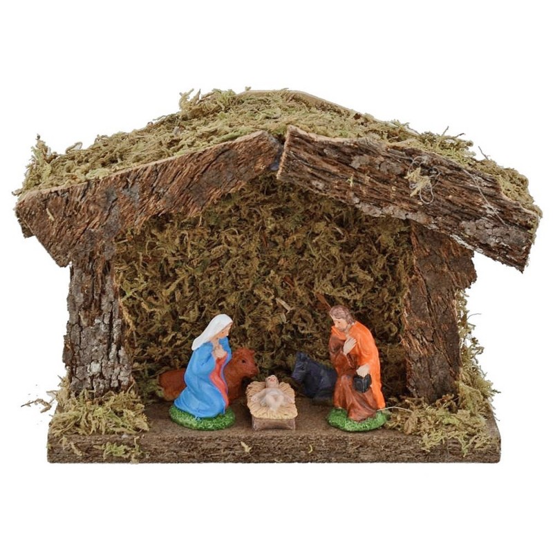 Stable for creche 17.5x7x13 cm h. with Nativity