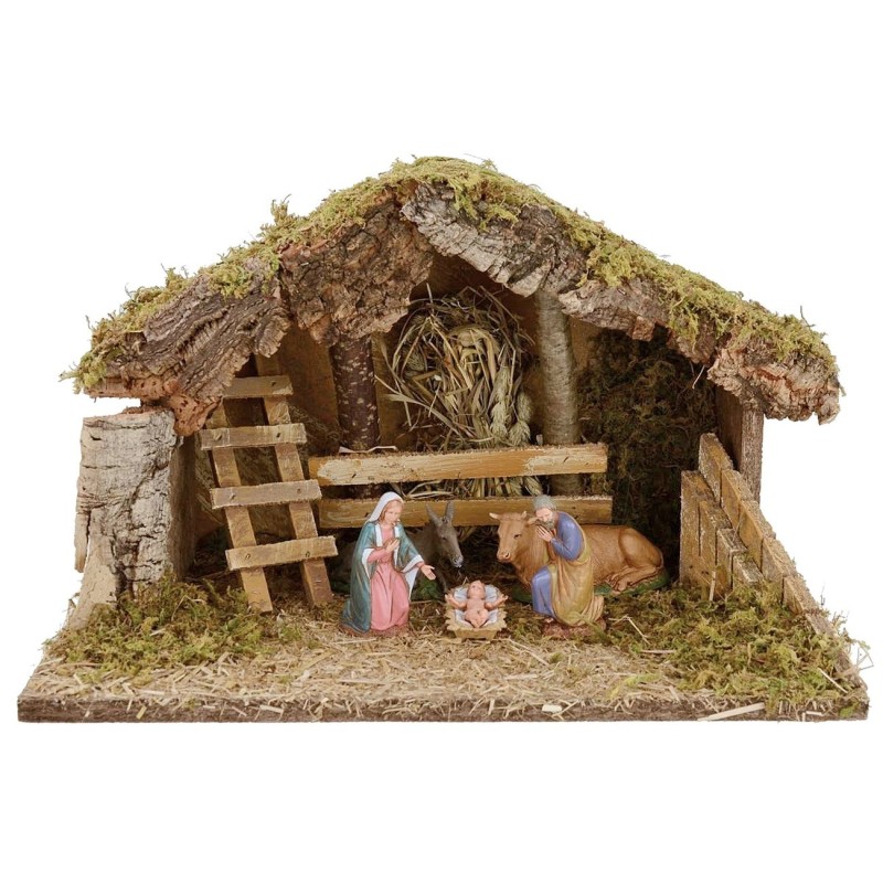 Capanna per presepe con Natività cm 39x24x24 h Mondo Presepi