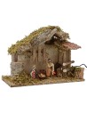 Hut for presepe with Nativity and fire cm 35x15x23, 5 h