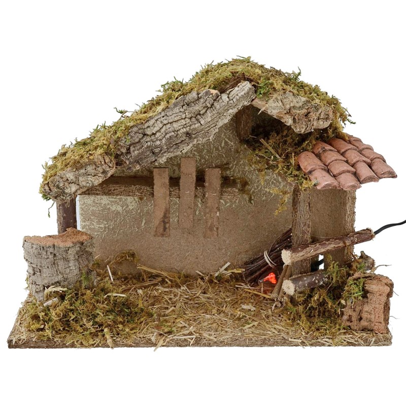 Hut for presepe with fire cm 35x15x23, 5 h