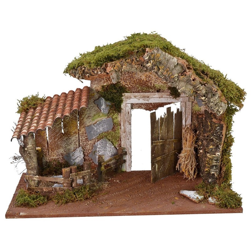 Cabaña para pesebre con cercado de 50x36x36 cm h