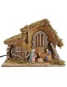 Capanna per presepe illuminata con Natività Landi cm 32x18x24 h