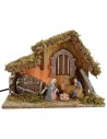 Capanna per presepe illuminata con Natività Landi cm 32x18x24 h