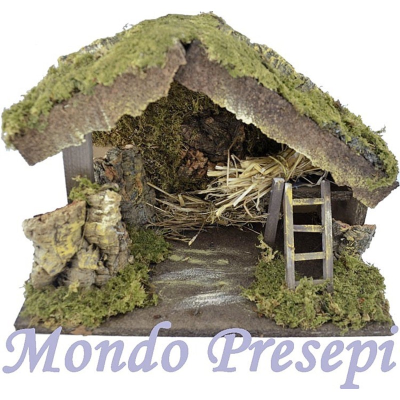 Cabaña de pesebre con pesebre de 33X18X23 cm Mundo