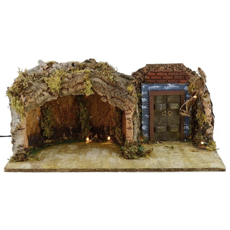 Cueva con portón iluminado de 49x25x20 cm h para