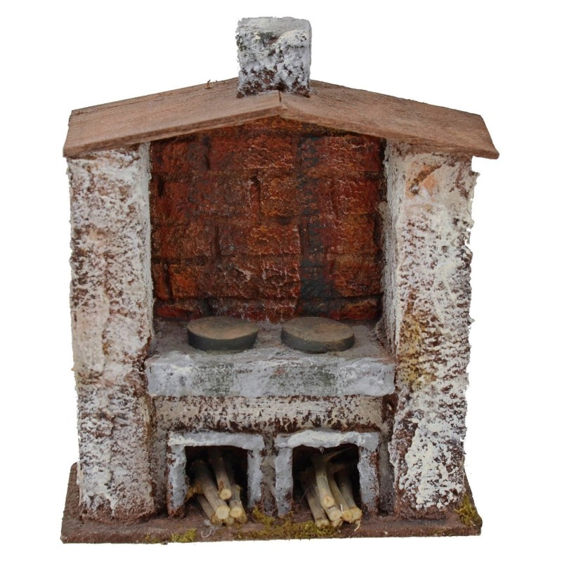 Forno con camino centrale per presepe cm 14x6,5x17,5 h. per