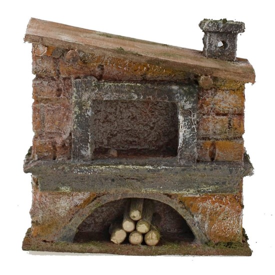 Forno con camino laterale per presepe cm 12x5x12 h. per statue