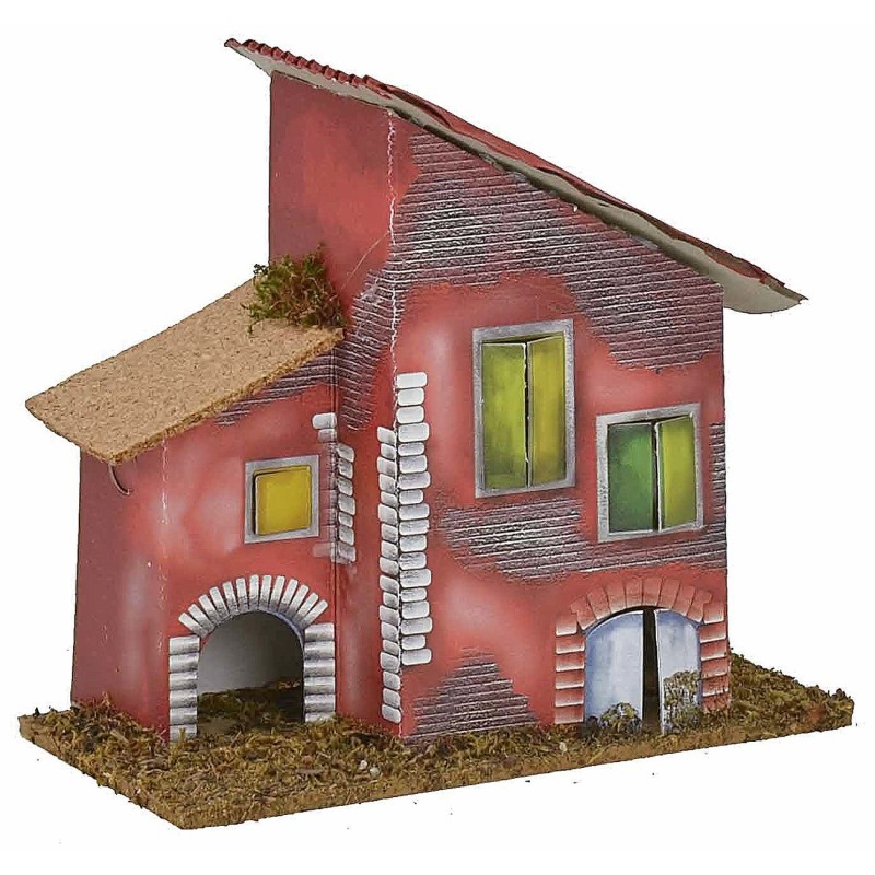 Casita roja para belén de 13,5x7x12,5 cm h Mundo Belenes